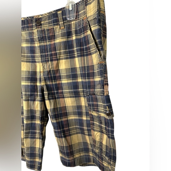 Marks and Spencer London Plaid Cargo Men Shorts - Blue and Yellow - Picture 3 of 8
